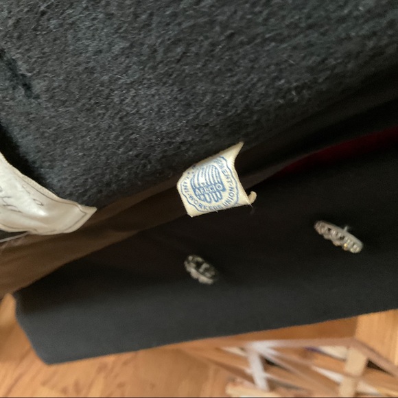 Vintage 50s FORSTMANN Wool Coat Long Black size M - Picture 8 of 11